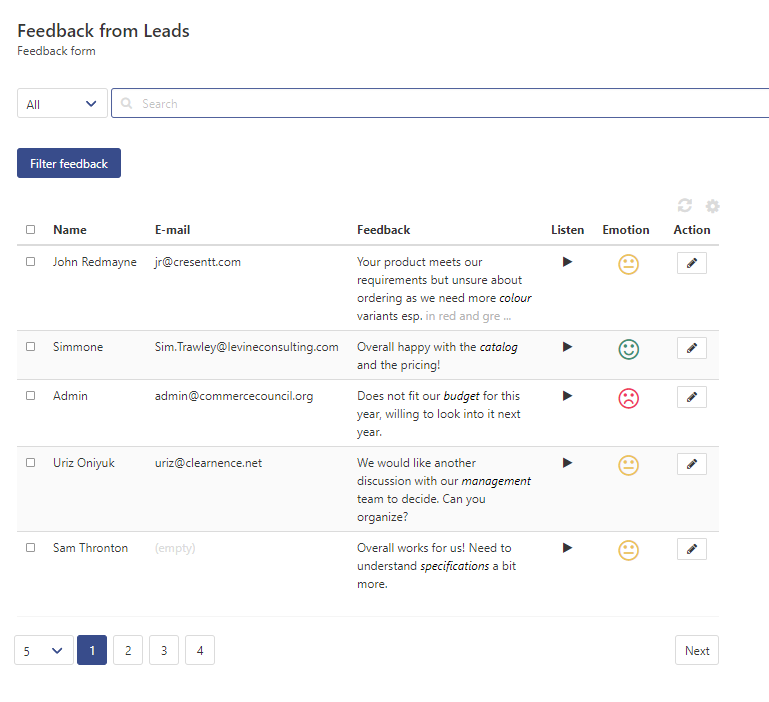 Lead Qualification Feedback